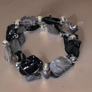 Shades of Grey Dark and Light Mother of Pearl Bracelet